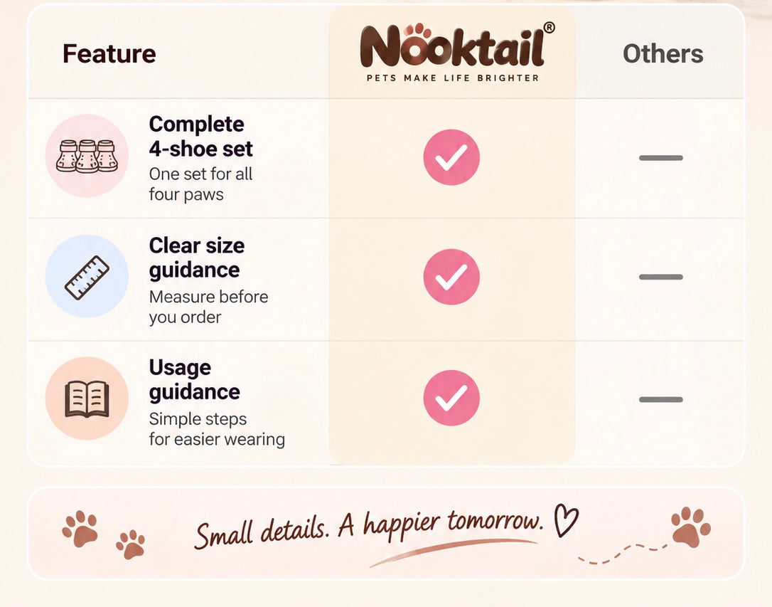 Nooktail dog shoes feature comparison